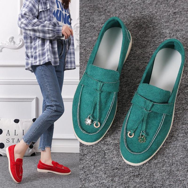 One-pedal women's single shoes new large-size flat-bottomed accessories Doudou shoes versatile women's shoes