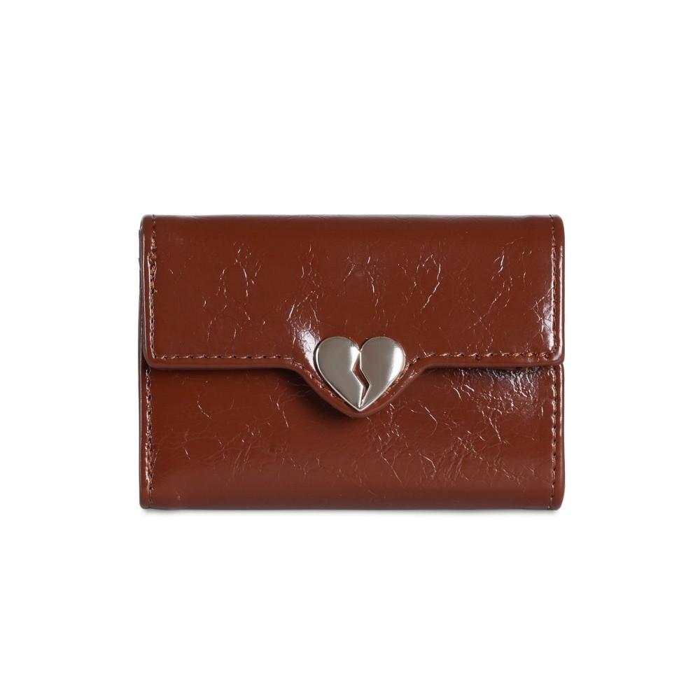 Short Women s Leather Wallet Korean Student Purse Fashion Crack Heart Wallet  Girls