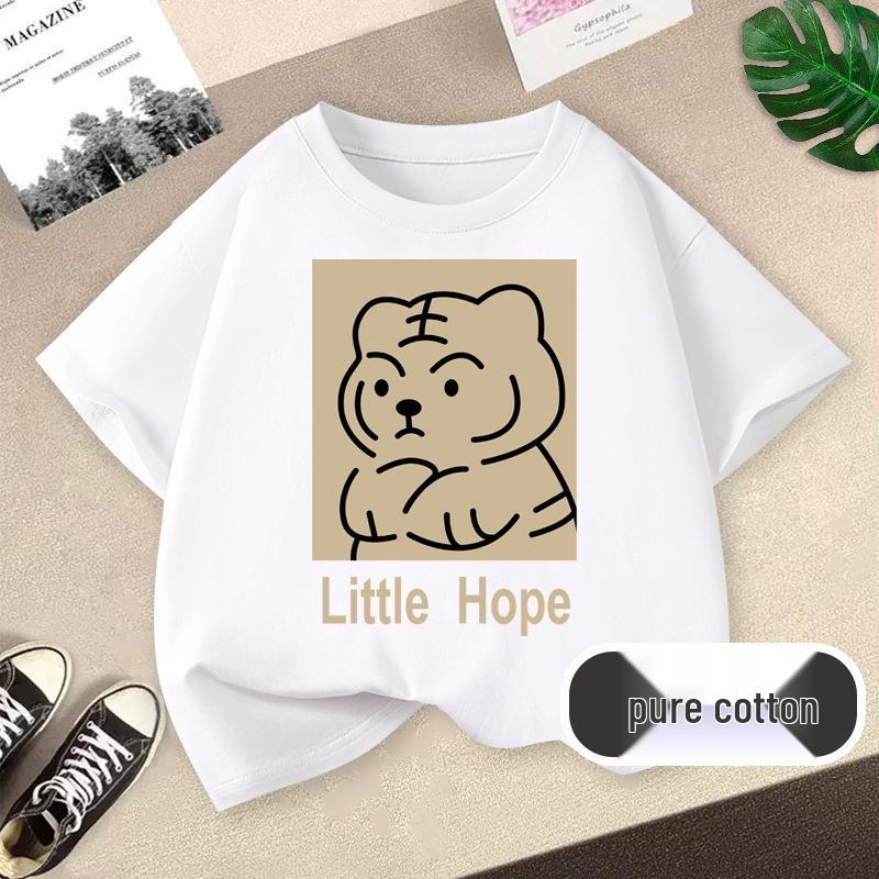 

Детская хлопковая футболка с коротким рукавом и круглым вырезом для мальчиков - Свободная, дышащая, летний стиль (2026) 140 cm