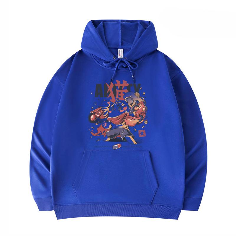 

Men s Hoodies Akitty Print Funny Harajuku Style Twill imitation cotton Hoodies
