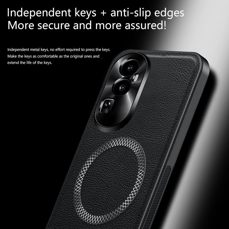 For Oppo Reno 10 Pro Case Magnetic Elegant Leather Wear-Resistant Lens Fully Covered Non-Slip Grip Edge Cover Shell