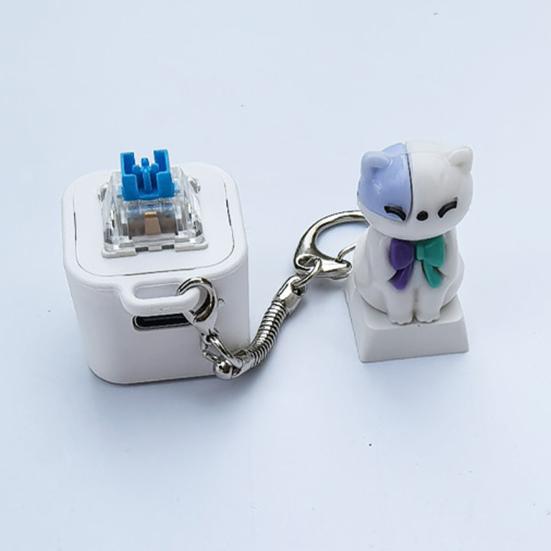 Cat Dog Keyboard Fidget Toy with Colorful Lights Stress Anxiety Relief Puppy Kitten Keyboard Clicker Keychain Portable Decompression Button