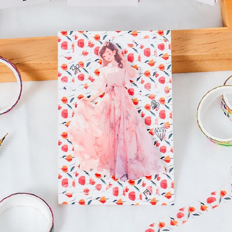 5Rolls Flower Decorative Tape 10mmX2M for Scrapbooking Photo Album Journal Notebook Water Resistant Aesthetic Paper Tape