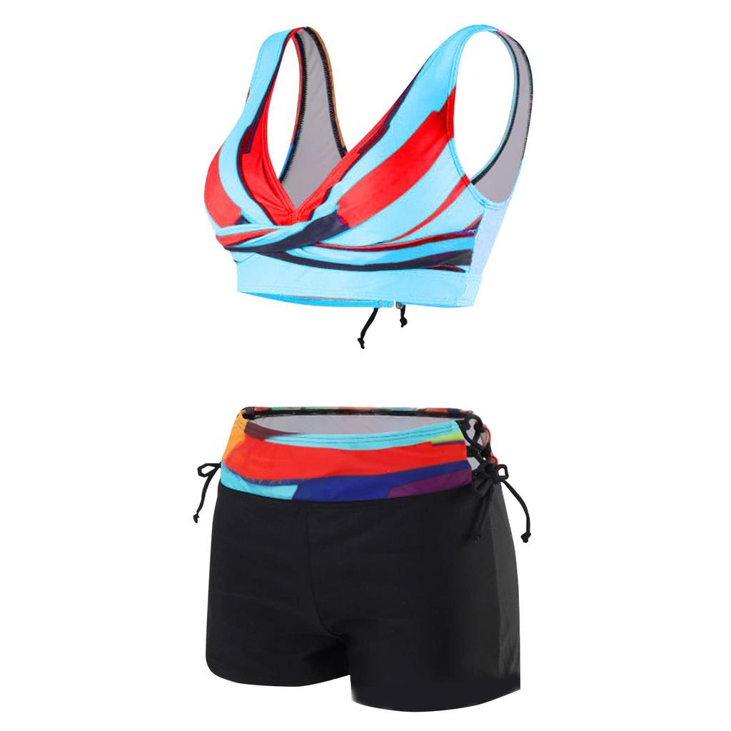 Women's Split Fashion Sexy Bikini Printed With Chest Pad No Steel Bra Swimsuit