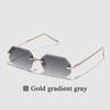 Ruiao Sunglasses Men Brand Designer Fashion Rimless Sun Glasses Shades Diamond Cut Lens Ladies Frameless Metal Eye glasses