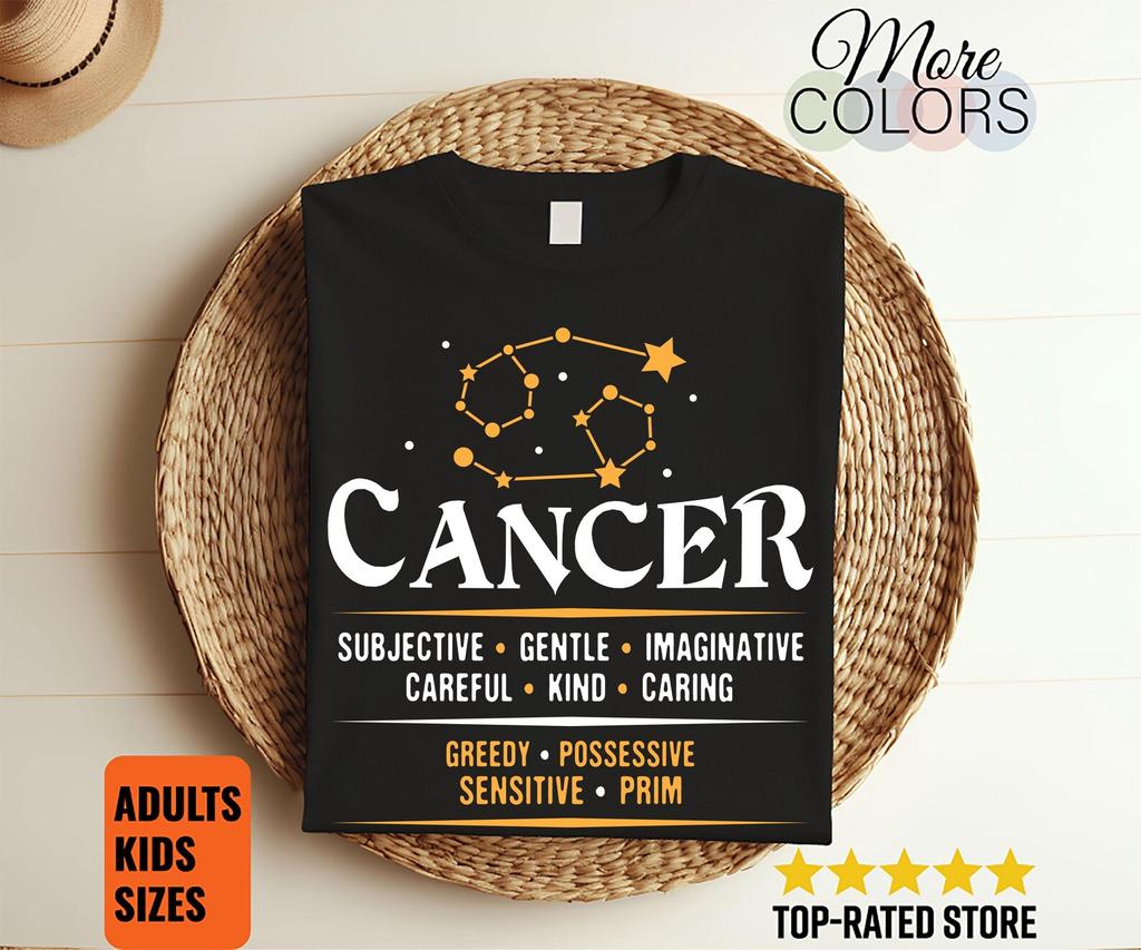 Cancer Facts Traits Horoscope Zodiac Astrological Sign Funny T-Shirt, Born June 21 To July 22, Gifts, Cancer Birthday Christmas Present Tees