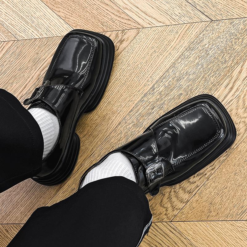 Fashion Shoes for Men Square Head Casual Leather Shoe British Style Derby Shoe Leather Men Loafers Shoes High Quality Casual Men Shoes