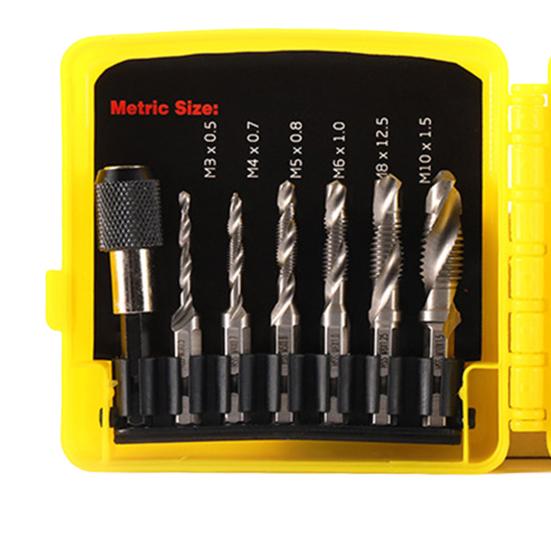 13ks/Sada SAE Metrická Sada Závitníků se Skladovacím Pouzdrem Velmi Odolná Rychlořezná Ocel Šestihranná Stopka Kombinovaný Vrták Závitník Sada