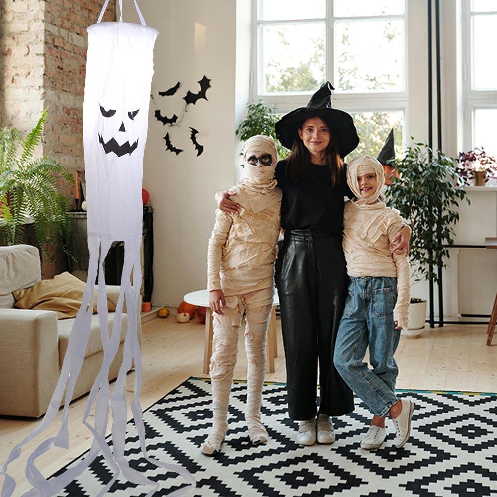 Waterproof Hanging Spooky Flag Luminous Ghost Hanging Decoration  Backyard
