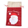 Sac à cordon de Noël Grand / Petit Père Noël / Bonhomme de neige en tissu rouge