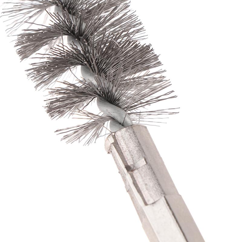 6 Pcs Stainless Steel Pipe Cleaning Brush Set 1/4" Hexagonal Bar Twisted Wire Hole Brush Cleaning Brush Bristle Wire Brush Hole