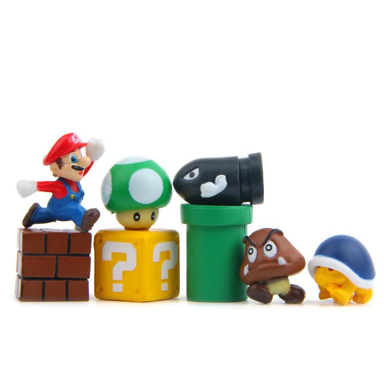 Cartoon Mario Super Style Pvc Toy Figures Set For Office And Displays Hobby