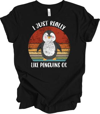 Mi Piacciono Solo Molto i Pinguini OK Maglietta Regalo Divertente per Amanti dei Pinguini Maglietta Retrò Vintage