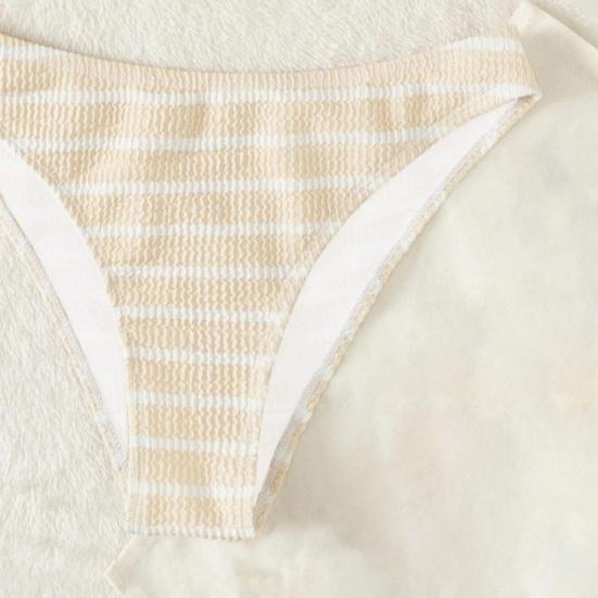 2Pcs/Set Summer Bikini Set Backless Bathing Soft Striped Print Women Swimwear Water