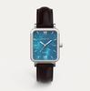 [RUMTON] RUMTON Men's Mother-of-Pearl Leather Watch Harbor Blue Silver Dark Brown