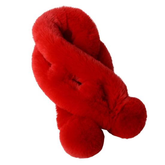 Thickened Wide Plush Ball Noble Thermal Female Autumn Scarf Winter Solid Faux Fur