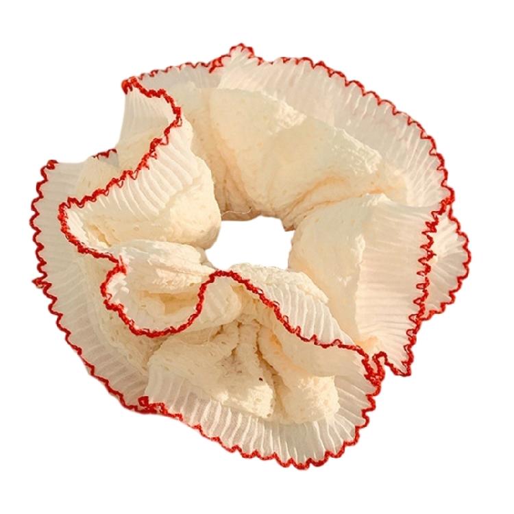 Lace Trim Hair Scrunchies for Women and Girl Aesthetic Hair Elastic Hair Tie Oversized Hair Circle for Everyday Wear