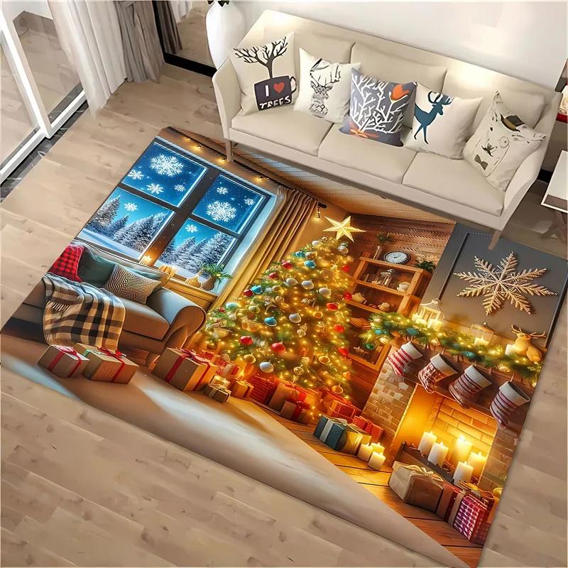 Warmful Christmas Dog Area Carpet, Rug for Living Room Bedroom Sofa Kitchen Doormat Decor,Kid's Non-slip Floor Mat New Year Gift