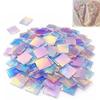300/500Pcs Mini Iridescent Holographic Tiles Sheets for Acrylic Squares Translucent Rainbow Acrylic Mosaic
