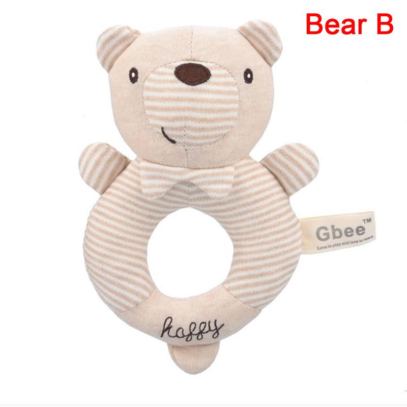 Baby Rattles Soft Cartoon Cute Plush Animal Toys Child Educational Handbells