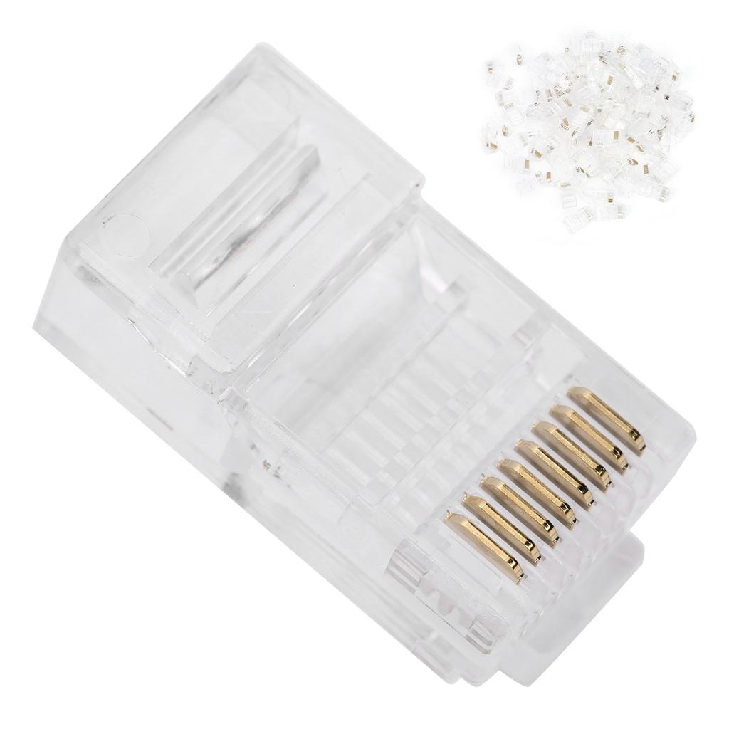 100pcs RJ45 Cat5E Modular Unshielded Gold‑Plated Networks Cable Connectors for Computers TVs 100pcs RJ45 Cat5E Modular Unshielded Gold‑Plated Networks Cable Connectors for Computers TVs