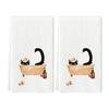 Set of 2 Decorsative Cats Themed Kitchen Towels Quick Drying Dishcloths Hand Towel For Countertop Decors Practical Use
