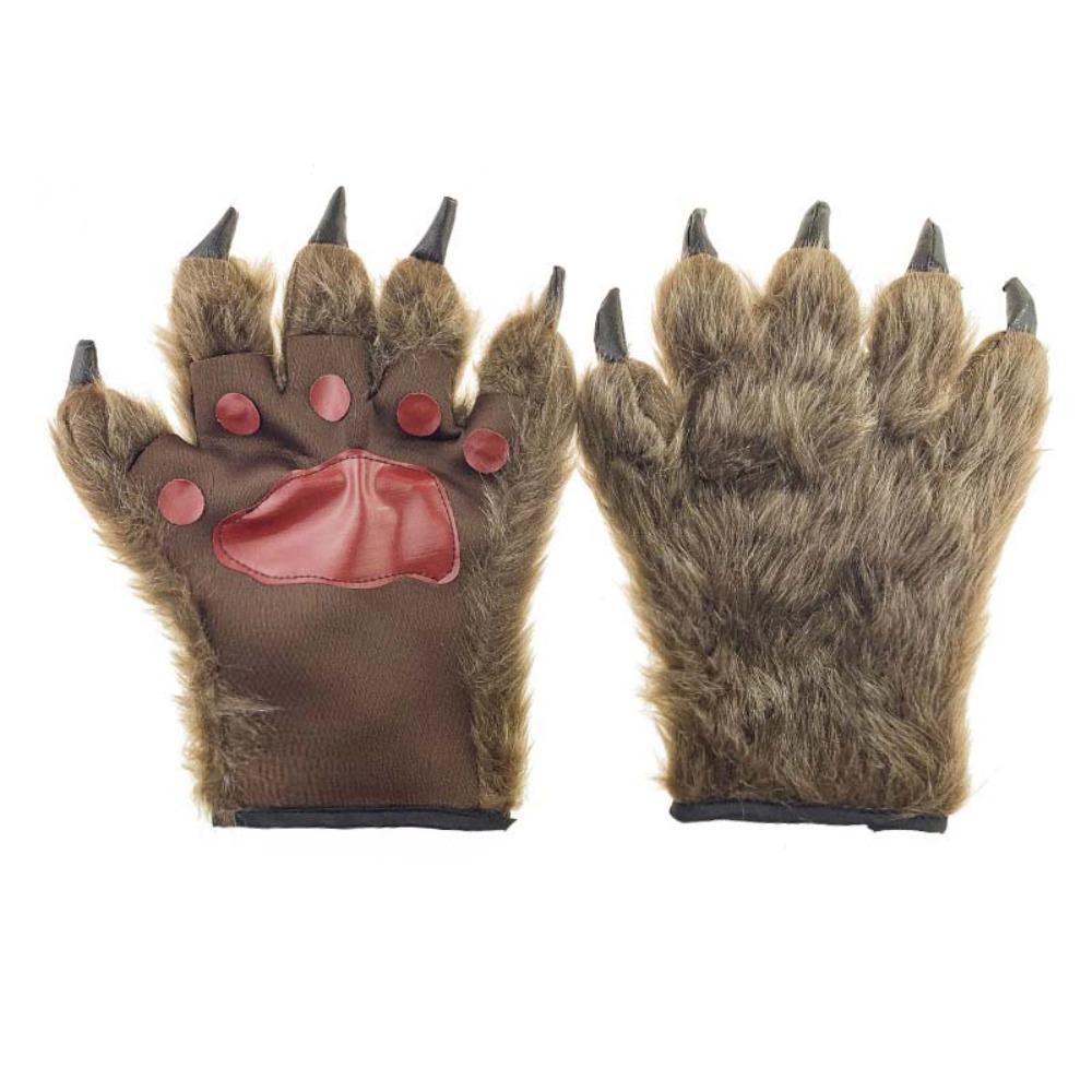 1 Pair Fluffy Werewolf Paws Mitten Fingerless Gorilla Gloves Halloween Wolf Gloves  Costumes