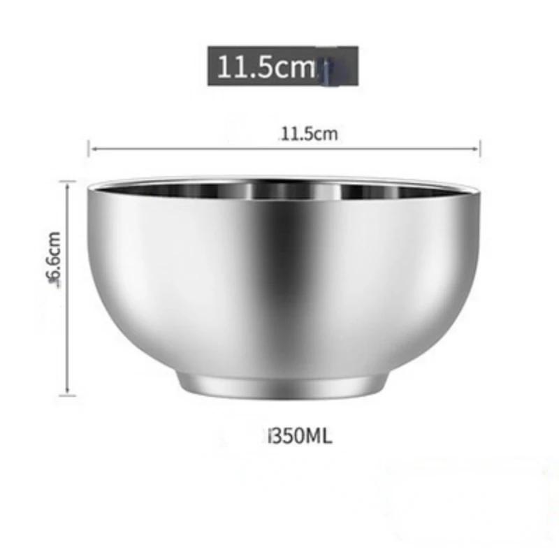 Eco-friendly Double Layer Anti-Rust Stainless Steel Classic Bowl Thermal Insulation Kitchen Flatware Food Storage Container