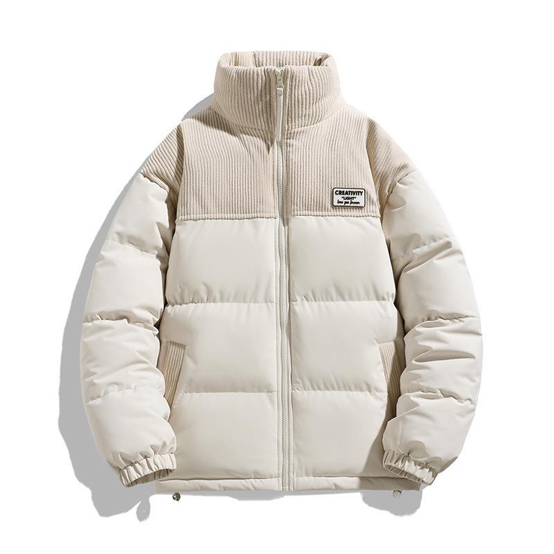 2025 Winter Trendy Stand Collar Color Block Windproof Cotton Jacket for Men and Women