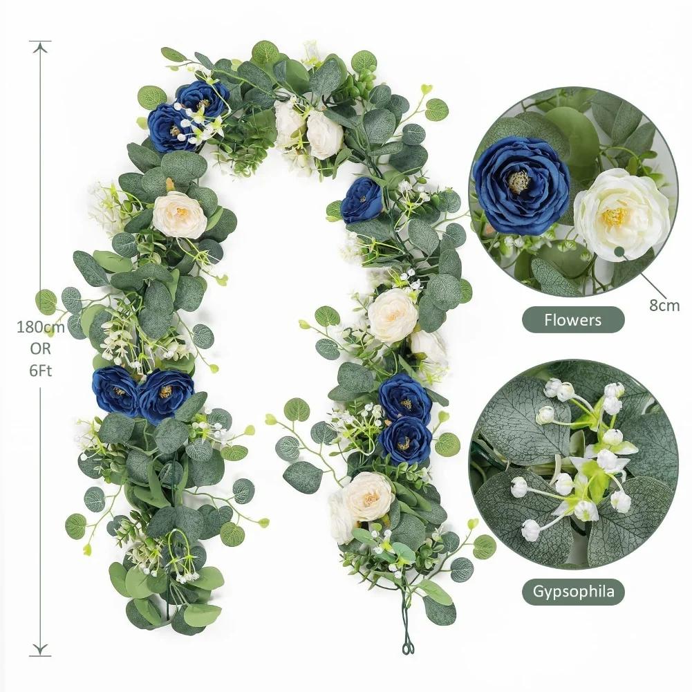 1pc Artificial Eucalyptus Flower Garland For Home Festival Wall Hanging Garden Wedding Party Decoration