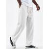 Spring Summer Men's Old Money Style Linen Cotton Loose Straight Wide Leg Trousers Drawstring Casual Pants