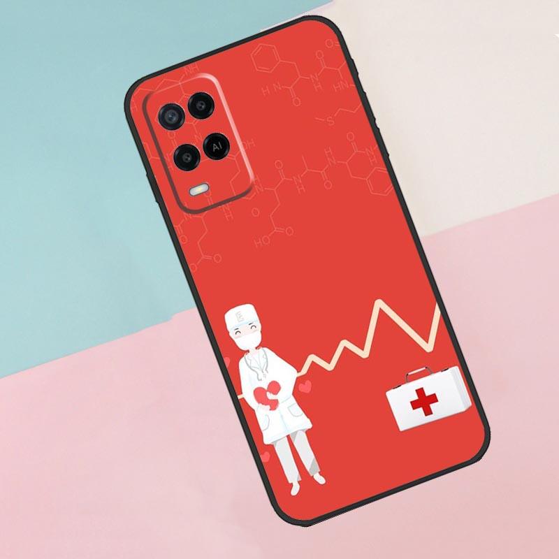 Cartoon Medicine Doctor Nurse For Oppo A16 A76 A96 A15 A80 A60 A40 A94 A54 A98 A78 A18 A38 A58 A17 A77 A74 A57S Phone Case