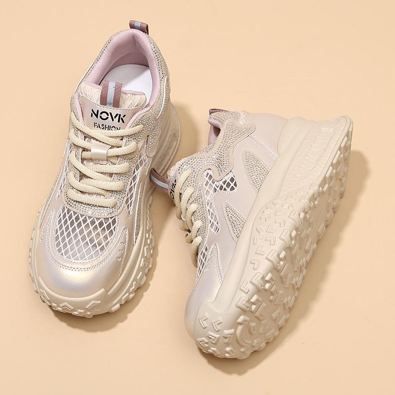Mesh women's spring and summer new sports low-top breathable single shoes muffin thick-soled dad shoes women