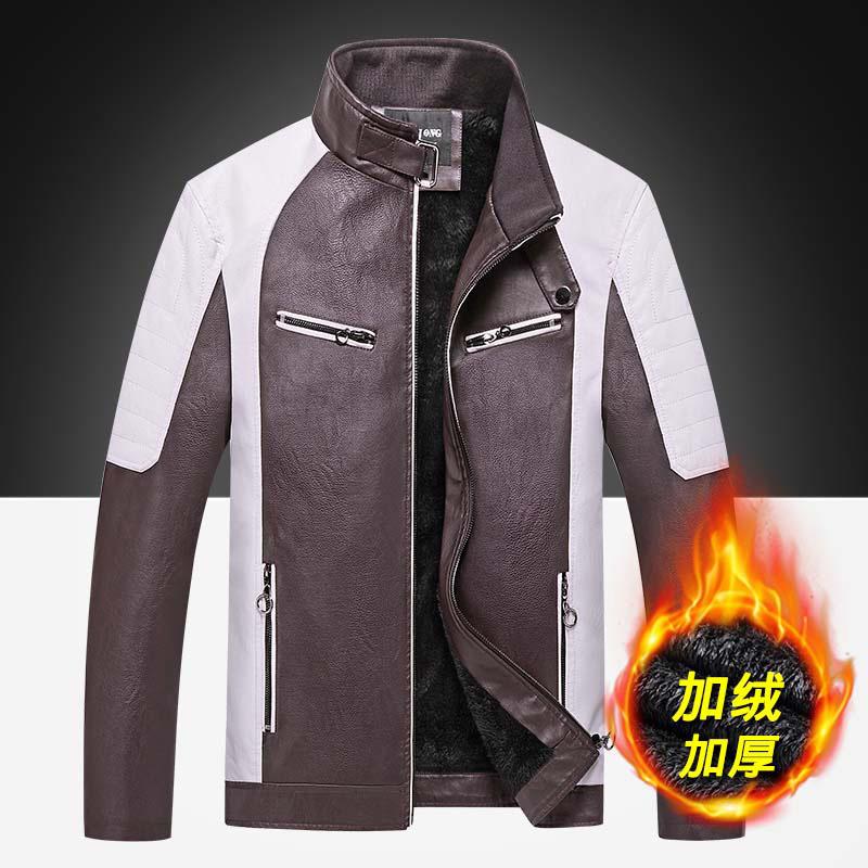 

Мужская кожаная куртка, модная мотоциклетная мода, мужская кожаная куртка, сращивание, весеннее и зимнее мужское пальто 4XL