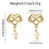 Intertwined Heart & Faux Pearl Stud Earrings for Women, 304 Stainless Steel
