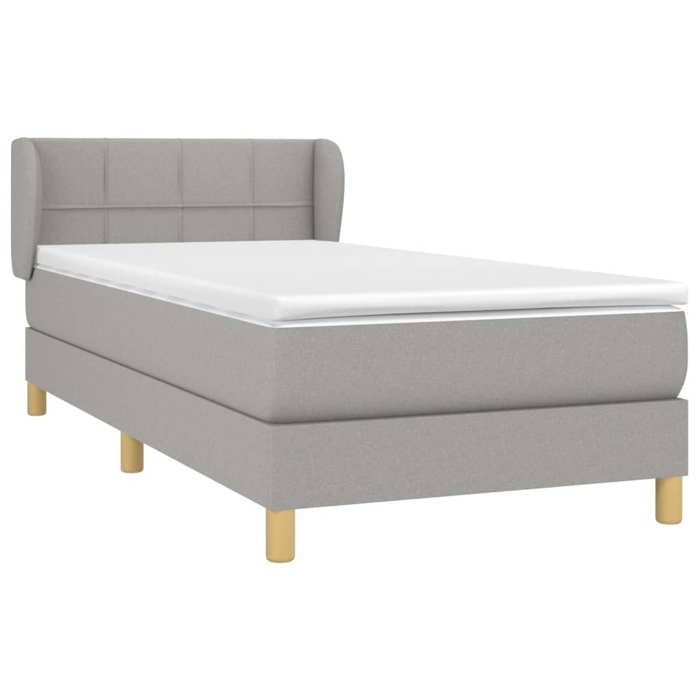 3126773 vidaXL Lit à sommier tapissier avec matelas Gris clair 90x200 cm Tissu