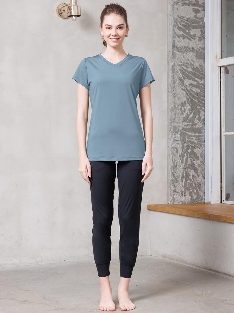 Loopa Workout Short for and Hot Smoke Size XL Women's T-Shirt, Sleeve, Quick-Drying, Training, Sports, Yoga, Blue,