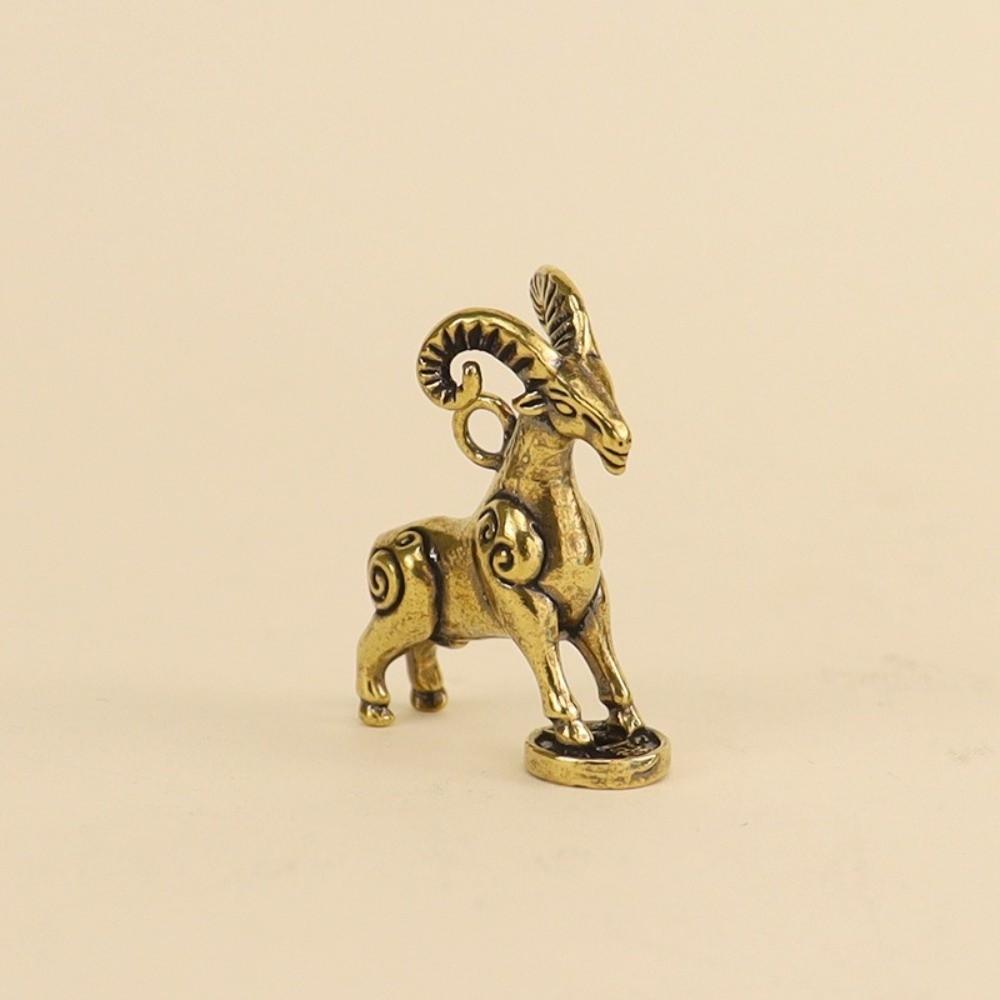 1PC Solid Brass Body Zodiac Sheep Statue Sheep Animal Theme Fine Carve Detail Brass Animal Craft Auspicious Implication