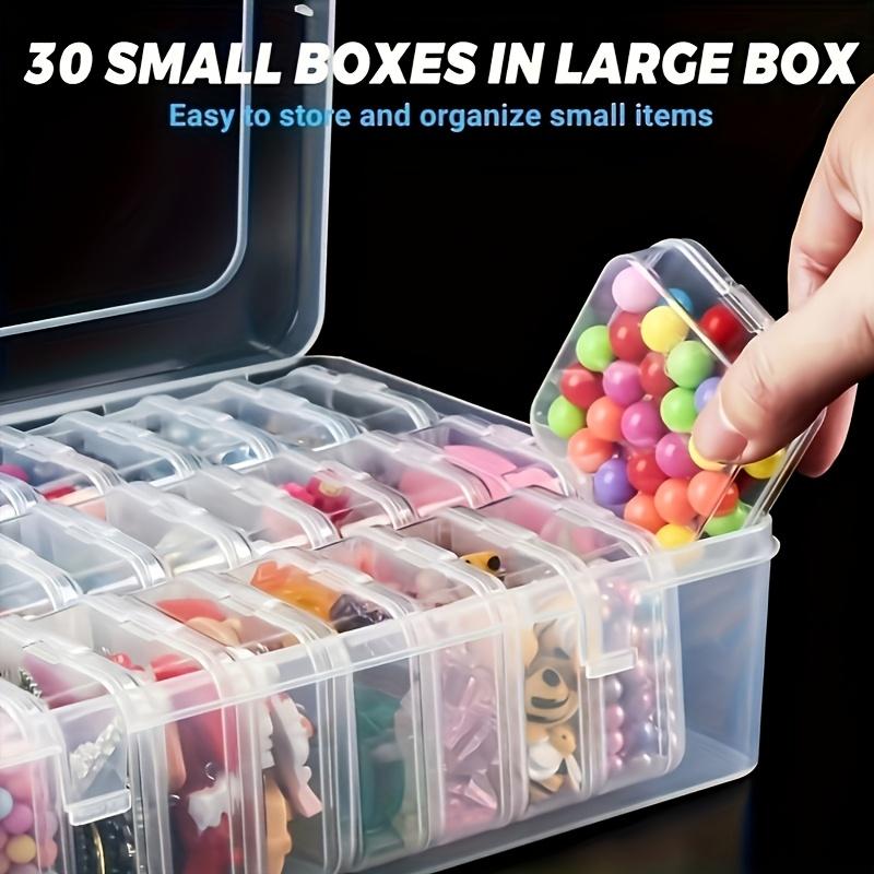 30-Compartment Transparent Storage Box, Stackable Organizer with Bonus Containers for Beads, Jewelry, Crafts, and Home Organization, Jewelry Boxes
