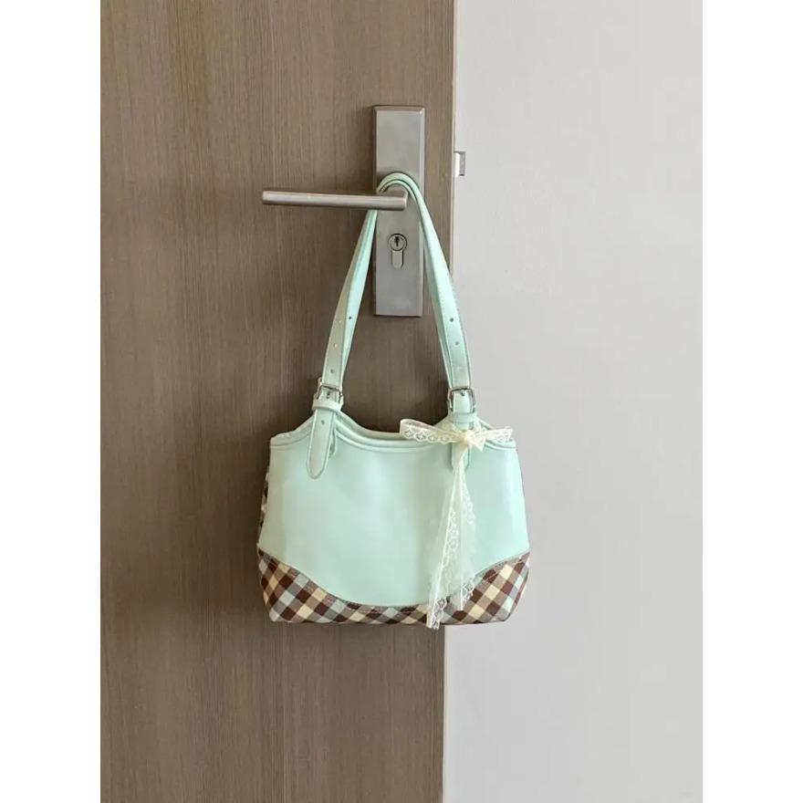 

Универсальные кожаные сумки контрастного цвета через плечо для женщин, женские сумки для отдыха, женские сумки большой вместимости, сумки для подмышек с принтом Commuter Point