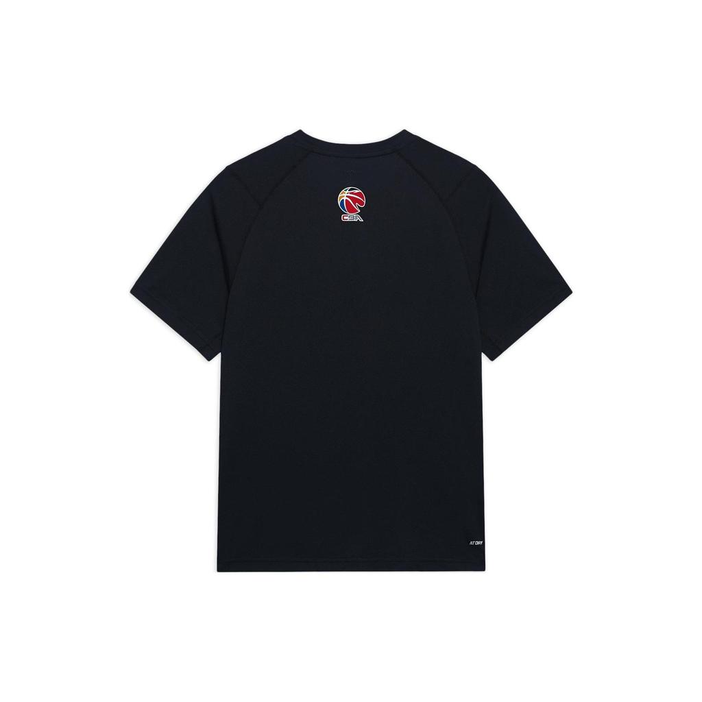Li-Ning CBA Series Solid Color Label Print Logo Quick-Dry T-Shirt Men Tops Black ATSSD03-1