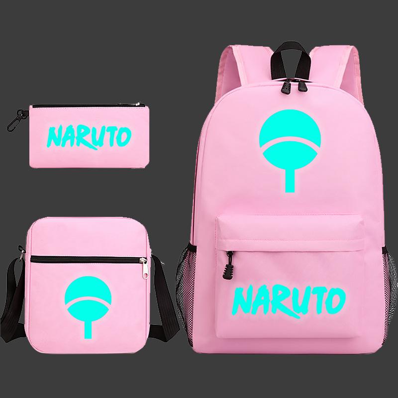 Large Capacity Schoolbag with Shoulder Strap; Student Three-piece Pencil Case Set