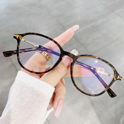 Leopard Brillenmode Damen Herren Brillenrahmen Mode Klare Anti-Blaulicht Brille Klare TR90 Optische Streifen Rahmen Brille