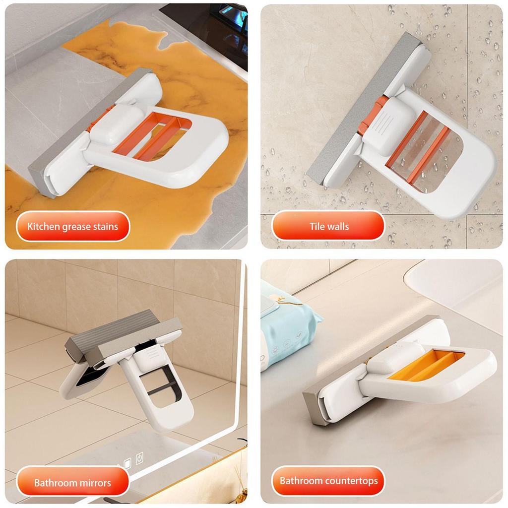 foldable Mini mop for wiping the table handheld cotton-absorbing bathroom, kitchen, housework with 3 Replacement Sponge Heads