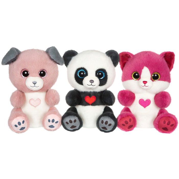 Peluche chat - GIPSY TOYS - BERRY - Rose framboise - 23 cm - Coeur sur le ventre