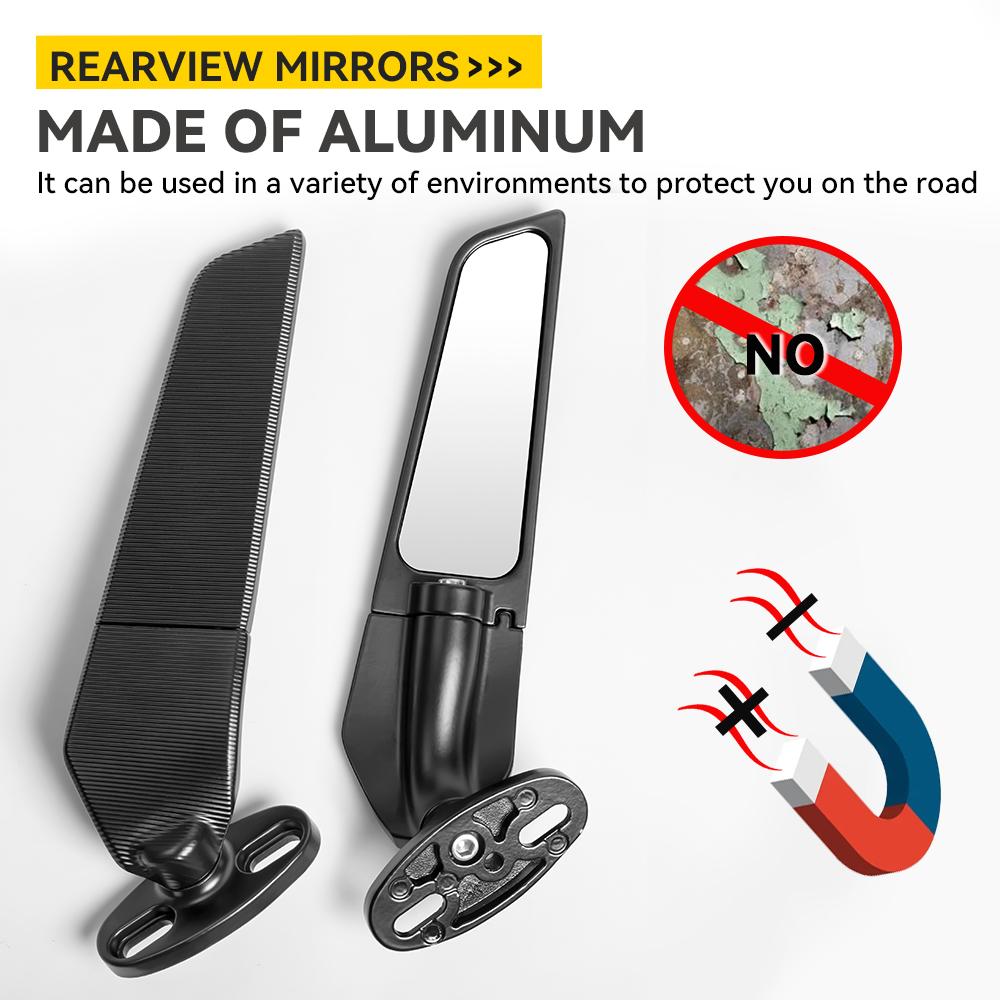 For Kawasaki Ninja 250 300 400 650 H2 H4 Modified Motorcycle Mirrors Adjustable Rotating Rearview Wind Swivel Wing Side Mirror