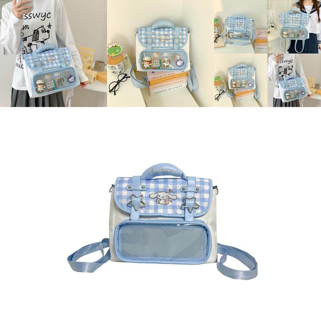Cinnamoroll School Bag Blue Cartoon And Geometric Pattern For Daily Commuting