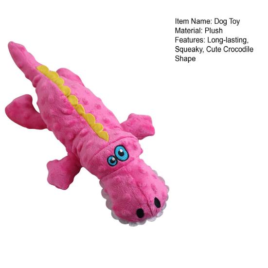 Indestructible Plush Dog Toy Soft Squeaky Chew Toy Stuffed Crocodile Puppy Teething Toy
