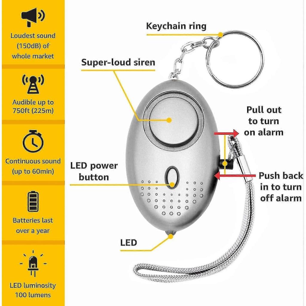 Personal Alarm | Pack Of 3 | Super-loud! @ 130db | Police Approved | Super-long Battery Life
