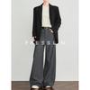 FAESSLIN Dark Gray Straight-Leg Wide-Leg Suit Trousers